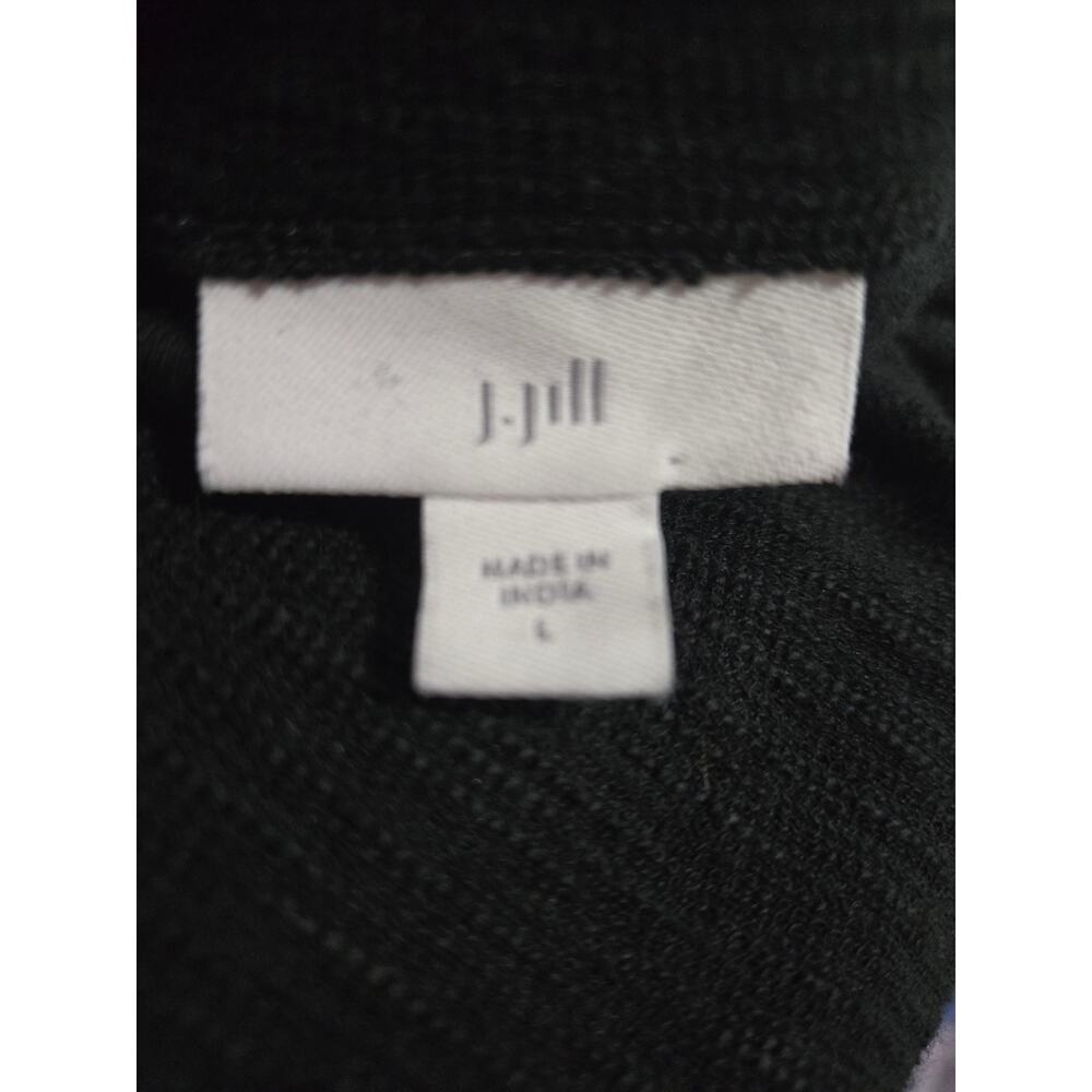 J Jill Black Textured Knit Tunic Cotton Blend Top Patch Pockets Side Slits Large - Picture 7 of 15